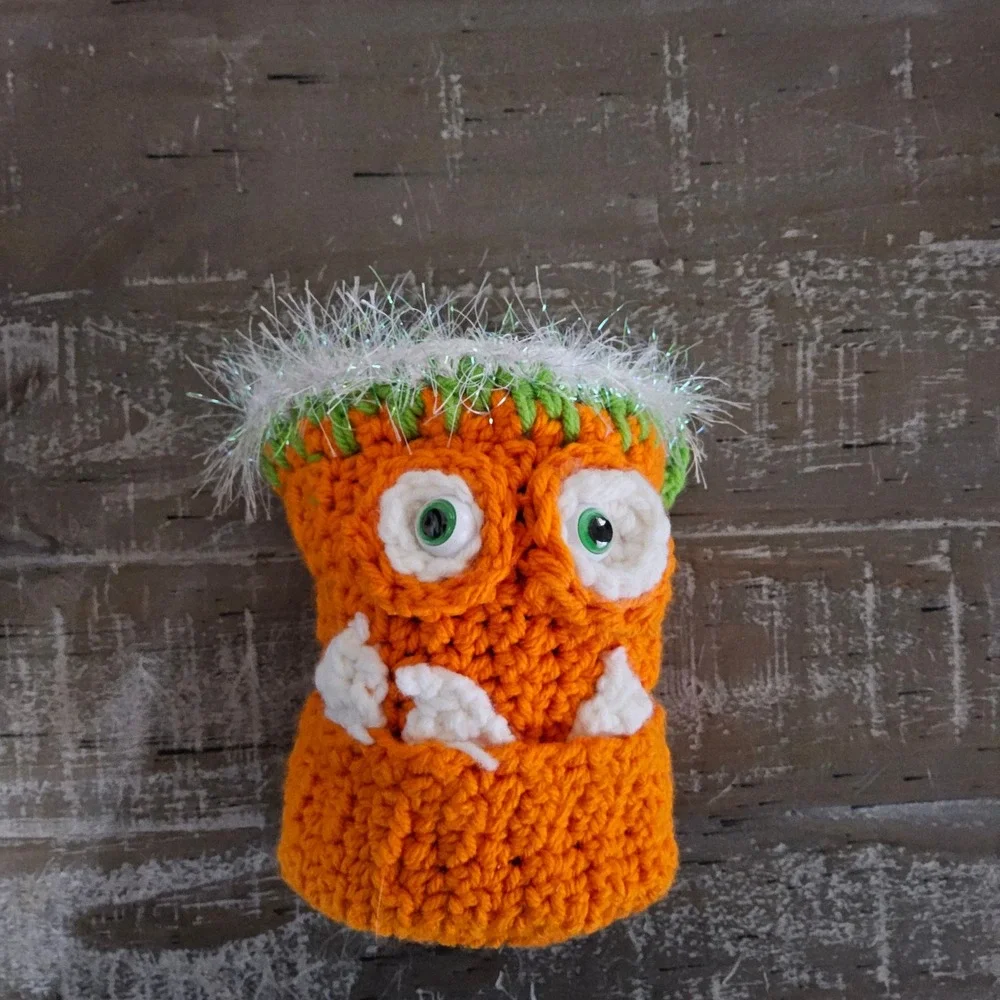 Handmade Crochet Monster Bag Set Kids Orange Green Halloween Trick or Treat